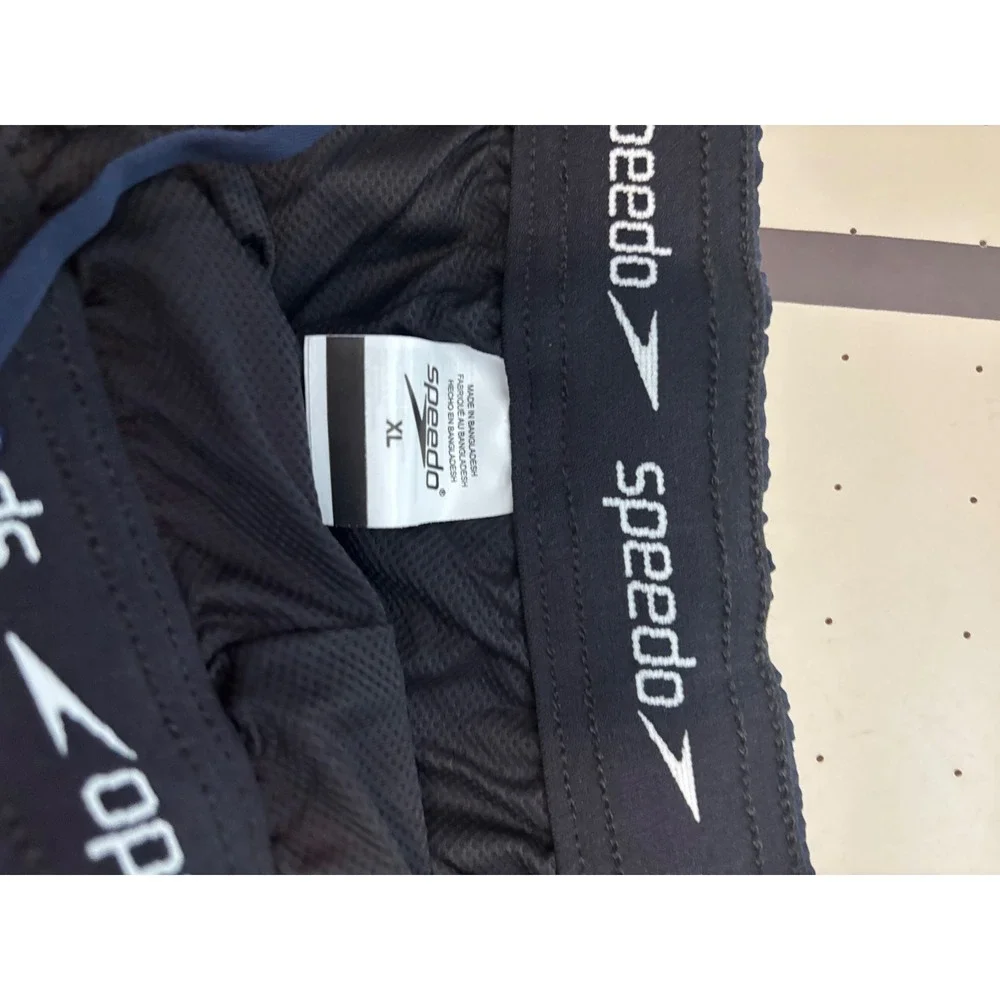 588 Speedo Men Eco Comfort Stretch Swim Trunks Red Navy Blue 16in Outseam XL NEW
